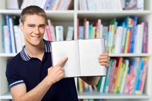 Diák, könyv, férfi. — Stock Fotó