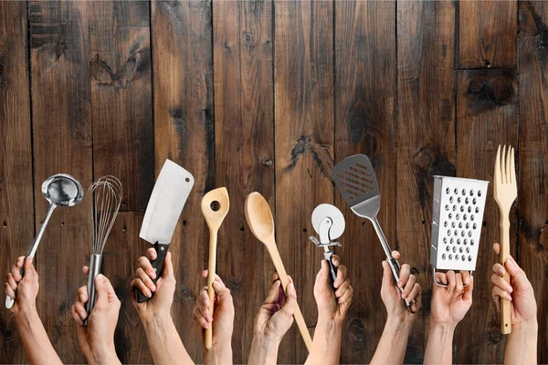 厨房、 工具、 手. — 图库照片