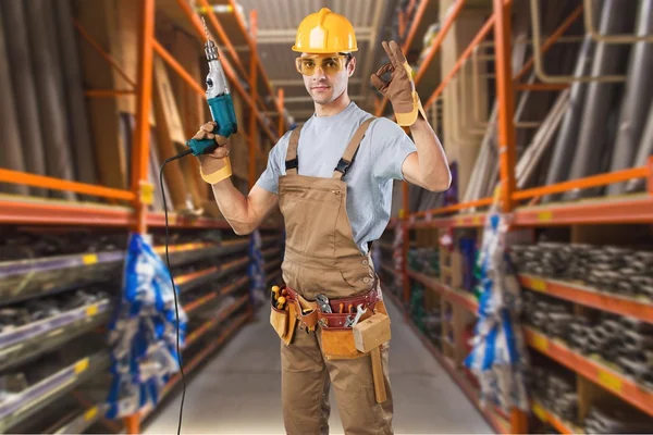 Trabajador, constructor, llave inglesa . —  Fotos de Stock