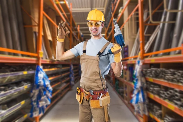 Trabajador, constructor, llave inglesa . —  Fotos de Stock