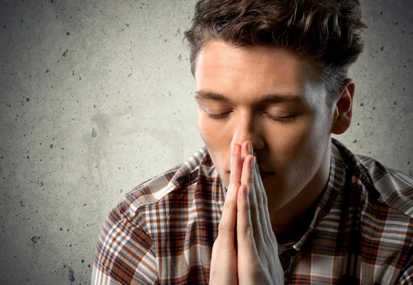 Praying, Men, Church. — Stock Photo, Image