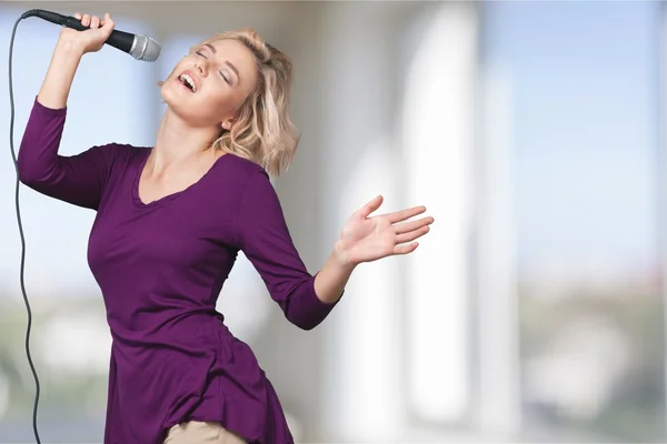 Cantante, Karaoke, Cantar . — Foto de Stock