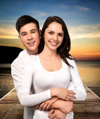 Heteroseksüel çift, genç çift, neşeli.