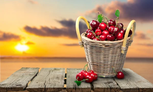 Cherry, Basket, Fruit. — Stock Photo, Image