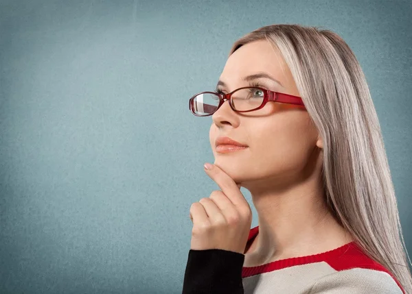 Brille, Frauen, Denken. — Stockfoto