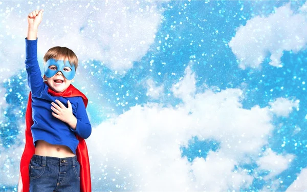 Kid, superhero, cape. — Stock Photo, Image