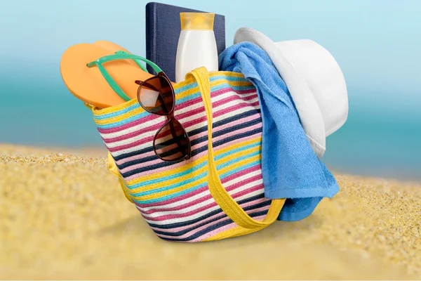 Nyaralás, nyár, strand táska. — Stock Fotó