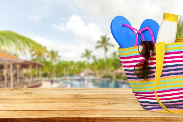 Férias, Verão, Bolsa de praia . — Fotografia de Stock