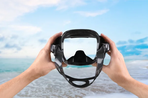 Scuba Mask, Beach, Swimming Goggles. — Stock Photo, Image