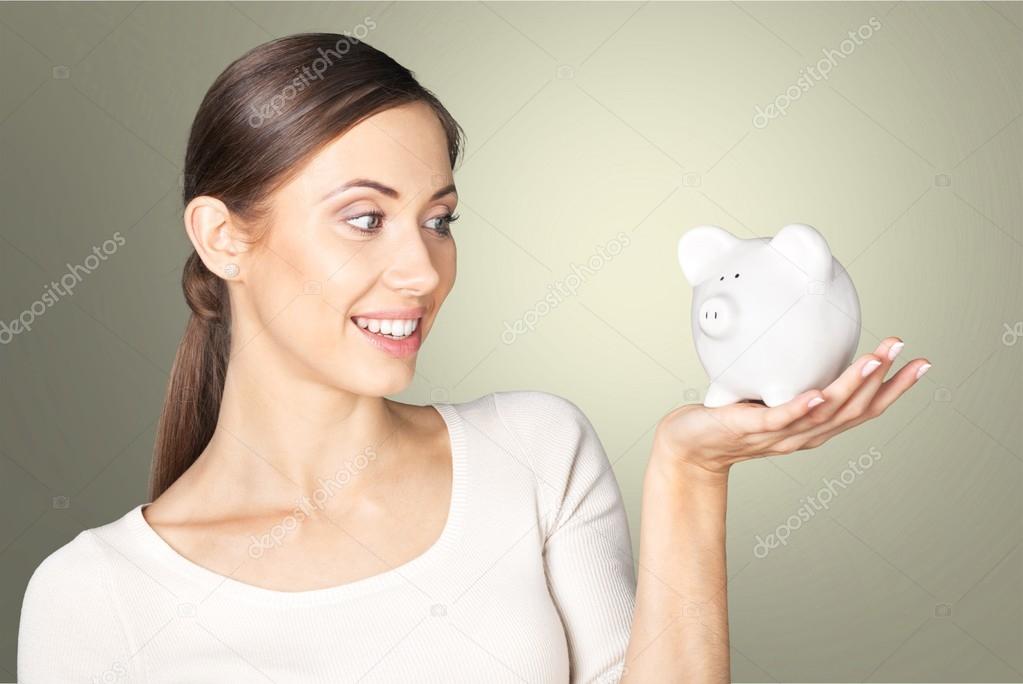 Savings, Piggy Bank, Women.