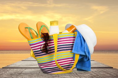 Plaj, yaz, çanta.
