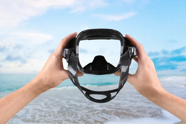 Καταδύσεις μάσκα, παραλία, κολύμπι γυαλιά. — Φωτογραφία Αρχείου