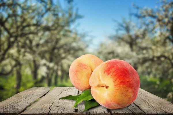 Perzik, geïsoleerd, fruit. — Stockfoto