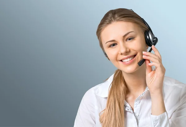 Collegamento, telefono, rappresentante del servizio clienti . — Foto Stock