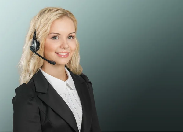 Medewerker van de klantenservice, Receptionist, telefoon. — Stockfoto