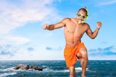 Yüzücü, arka plan, mayo.