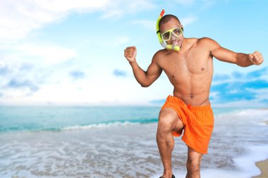 Yüzücü, arka plan, mayo.