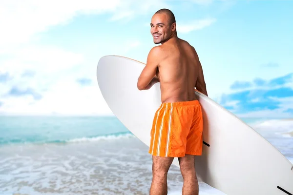 Surfer, strand, bali. — Stockfoto