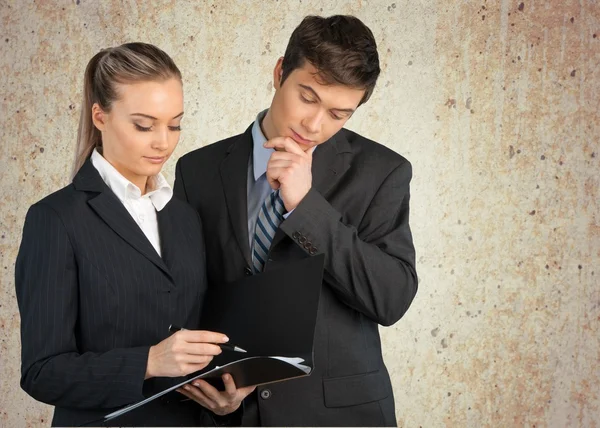 Negócios, Empresário, Empresária . — Fotografia de Stock