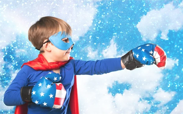 Niño, héroe, superhéroe . — Foto de Stock