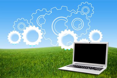 dizüstü, bilgisayar, beyaz.