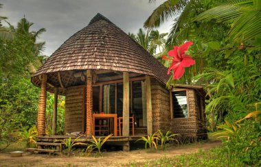 Tonga 'da tropikal bir otel odası.