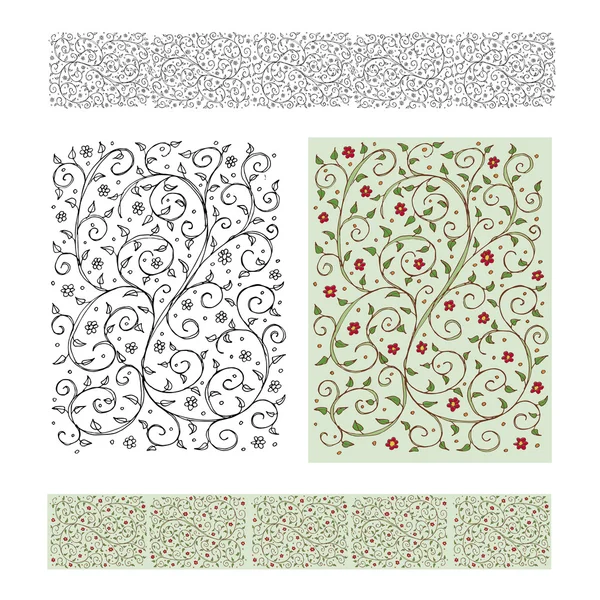 Yuvarlak öğeleri ve küçük kırmızı çiçekler ile süsleme