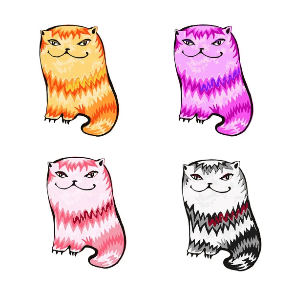 Şişman kedi wih renkli çizgili gülümseyen