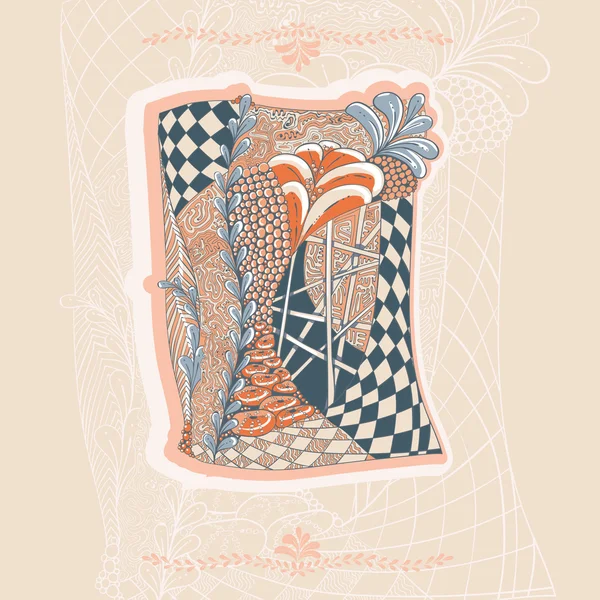 Ligtht sıcak renkler damalı ve çiçek öğeleri kartıyla sanat