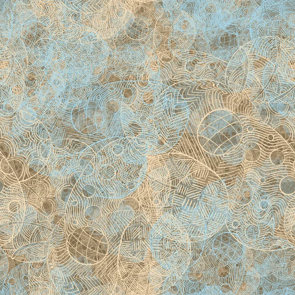 Mavi ve bej tonlarında süs çiçekleri ile Seamless Modeli