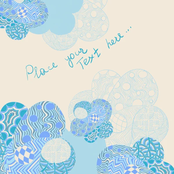 Cartão de flor de arte com elementos Zentangle em tons de azul — Vetor de Stock