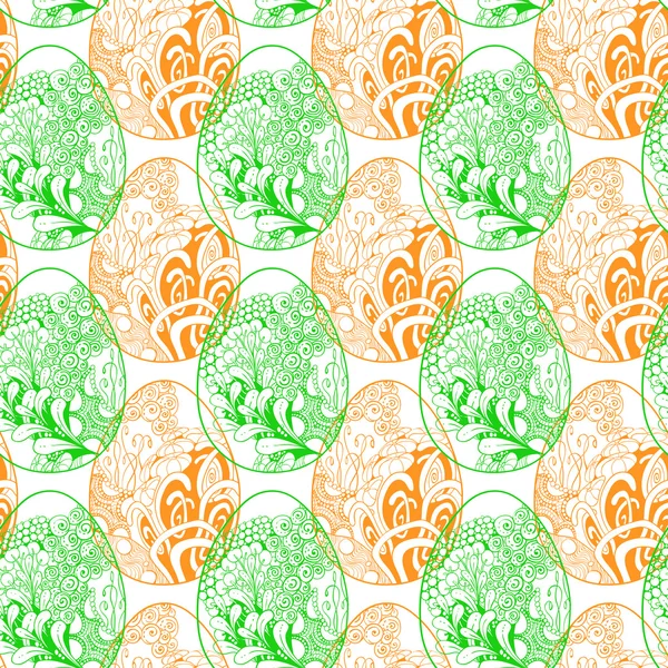 Paskalya yumurta yeşil ve turuncu Dikişsiz desen beyaz arka plan üzerinde