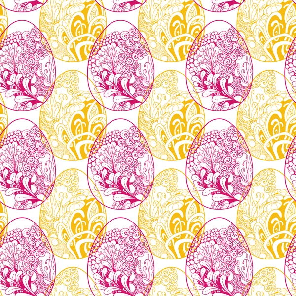 Beyaz zemin üzerine kırmızı ve sarı seamless modeli Paskalya yortusu yumurta