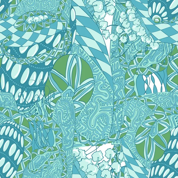 Seamless abstract pattern in green & blue — Stock Vector