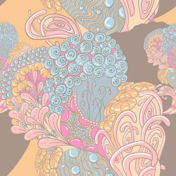 Pastel renklerde çiçek elemanları ile Seamless Modeli