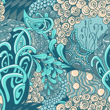 Yeşil ve mavi renklerde Dikişsiz soyut desen