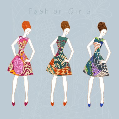 Variatio zentangle elemanları ile giyen moda Kız Giydir
