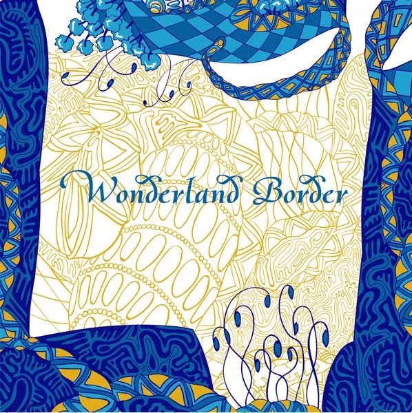 Wonderland Border en bleu — Image vectorielle
