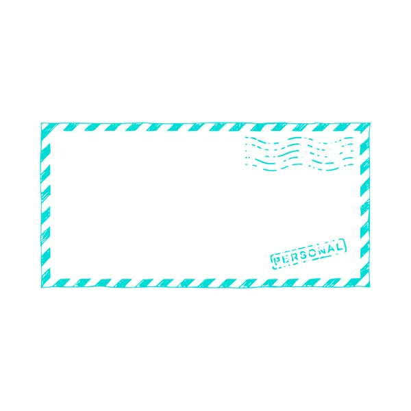 Enveloppe scellée avec timbre personnel sur fond blanc — Image vectorielle