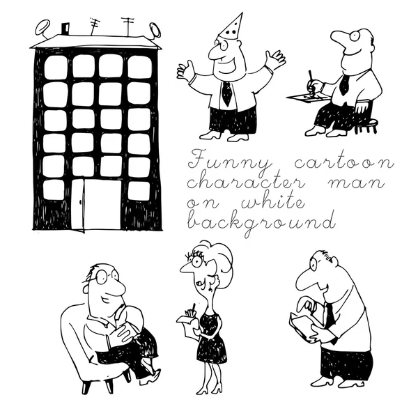 Zabawne kreskówki charakter mężczyzna na białym tle — Wektor stockowy