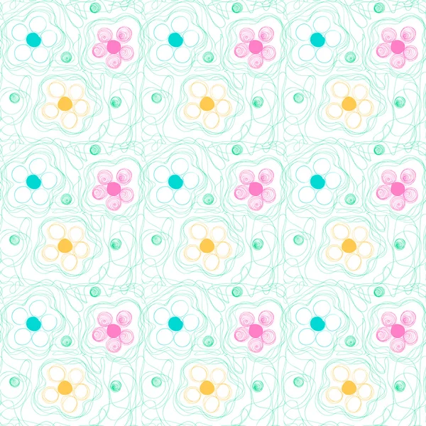 Beyaz arka plan rengi doğrusal çiçekler ile Seamless Modeli