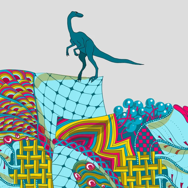 Dekoratif illüstrasyon mavi dinozor ile