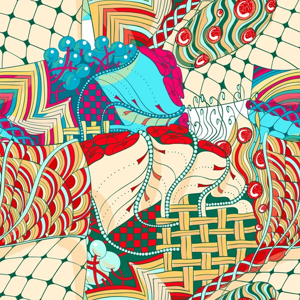 Çiçek ve meyve elemanları ile kesintisiz renkli süsleme