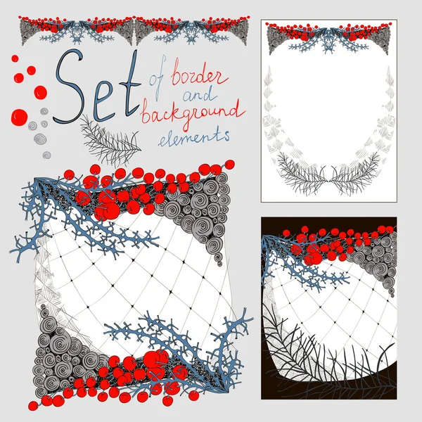 Kenarlık ve arka plan çiçek öğeleri kümesi