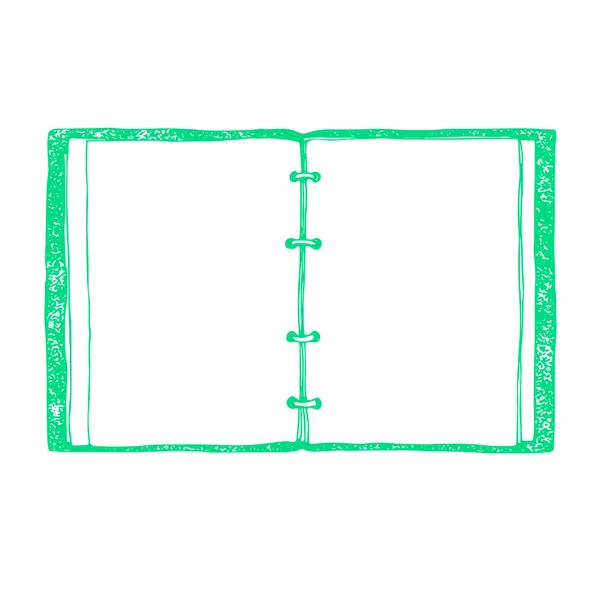 Caderno aberto, diário, bolso, bloco de esboços sobre fundo branco — Vetor de Stock