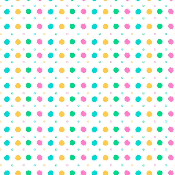 Küçük renkli noktalar ve beyaz backg üzerinde daireler seamless modeli