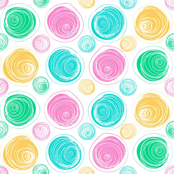 Dikişsiz desen renk doğrusal bukleler ve dairelerin üzerinde beyaz backg