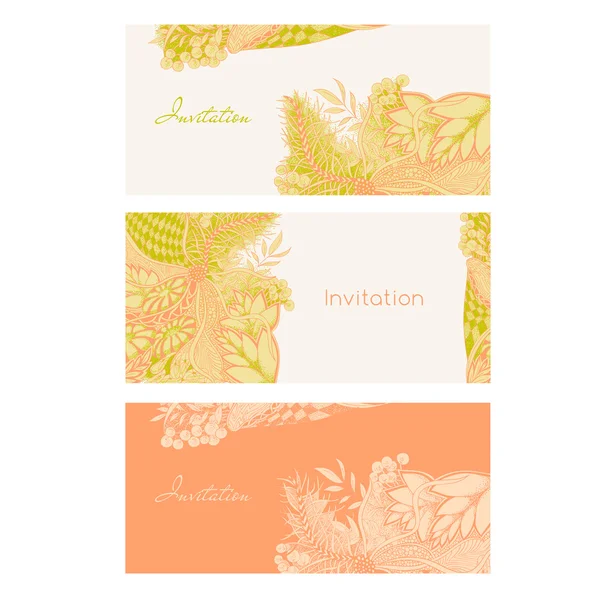 Zentangle model davet vektör açık turuncu renkleri ayarla