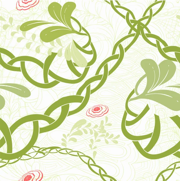 Zincir ve pastel gree yapraklarda ile sorunsuz arka plan deseni