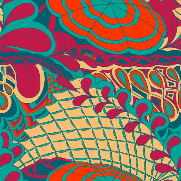 Zentangle zinciri ve çiçek elem ile sorunsuz arka plan deseni